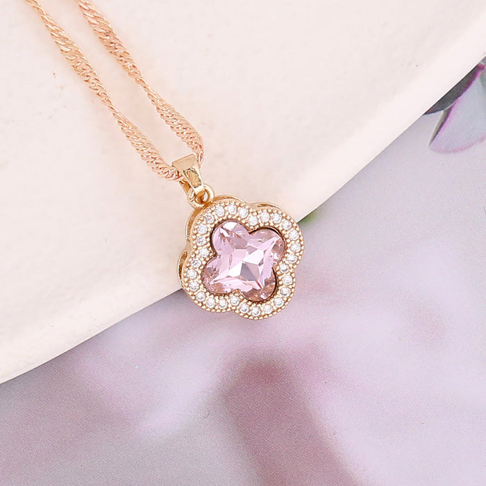 Wholesale alloy flower necklace JDC-NE-Bingm005 NECKLACE 冰萌 1#pink Wholesale Jewelry JoyasDeChina Joyas De China