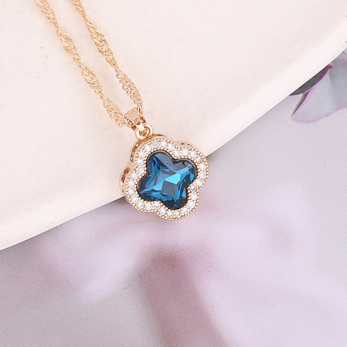 Wholesale alloy flower necklace JDC-NE-Bingm005 NECKLACE 冰萌 3# dark blue Wholesale Jewelry JoyasDeChina Joyas De China