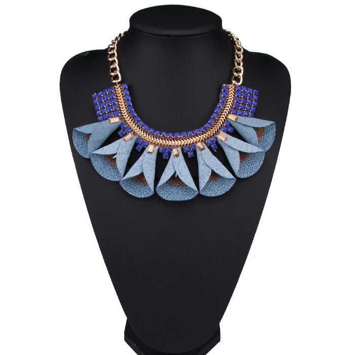 Wholesale Alloy flower necklace JDC-NE-JQ161 NECKLACE 佳琪 blue Wholesale Jewelry JoyasDeChina Joyas De China