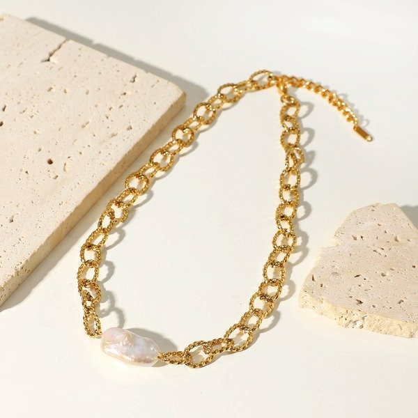 Wholesale alloy freshwater pearl twist necklace JDC-NE-JD342 NECKLACE 杰鼎 Wholesale Jewelry JoyasDeChina Joyas De China