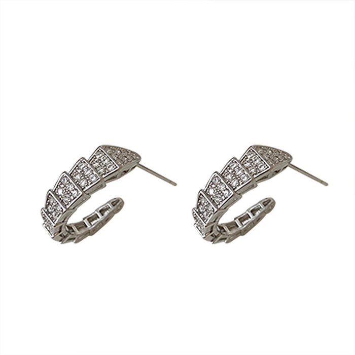 Wholesale alloy full diamond C-type Silver Earrings JDC-ES-BY-057 Earrings 宝钰 Wholesale Jewelry JoyasDeChina Joyas De China