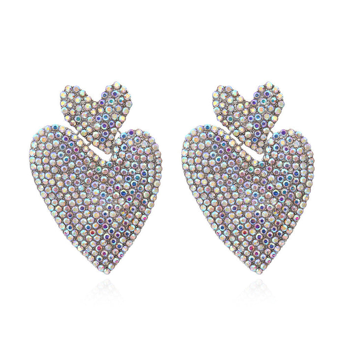 Wholesale alloy full Diamond Heart Earrings JDC-ES-MY173 Earrings 曼茵 White K + AB drill Wholesale Jewelry JoyasDeChina Joyas De China