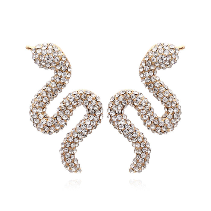 Wholesale alloy full diamond Snake Earrings JDC-ES-MY221 Earrings 曼茵 gun black Wholesale Jewelry JoyasDeChina Joyas De China