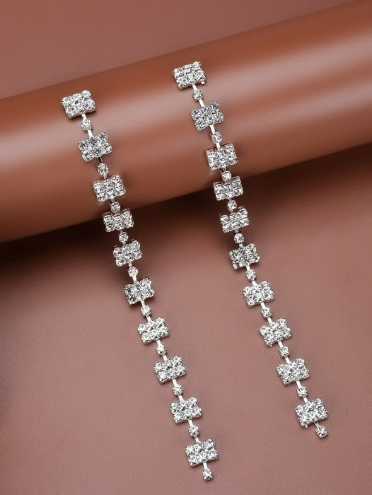 Wholesale alloy full rhinestone long earrings JDC-ES-Bis005 Earrings 碧莎 Wholesale Jewelry JoyasDeChina Joyas De China