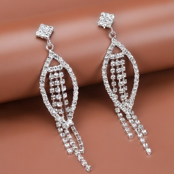 Wholesale alloy full Rhinestone long earrings JDC-ES-Bis009 Earrings 碧莎 Wholesale Jewelry JoyasDeChina Joyas De China
