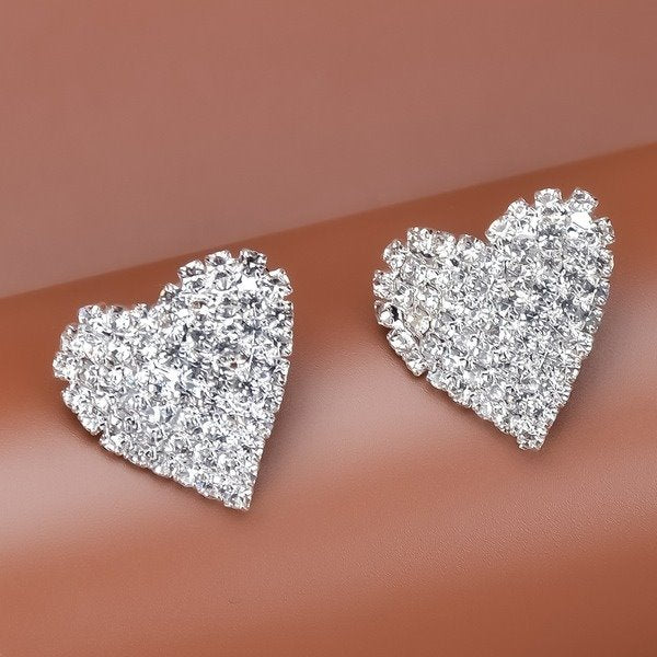Wholesale alloy full Rhinestone love earrings JDC-ES-Bis012 Earrings 碧莎 Wholesale Jewelry JoyasDeChina Joyas De China