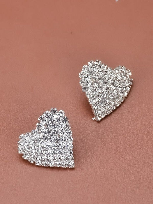 Wholesale alloy full Rhinestone love earrings JDC-ES-Bis012 Earrings 碧莎 Wholesale Jewelry JoyasDeChina Joyas De China