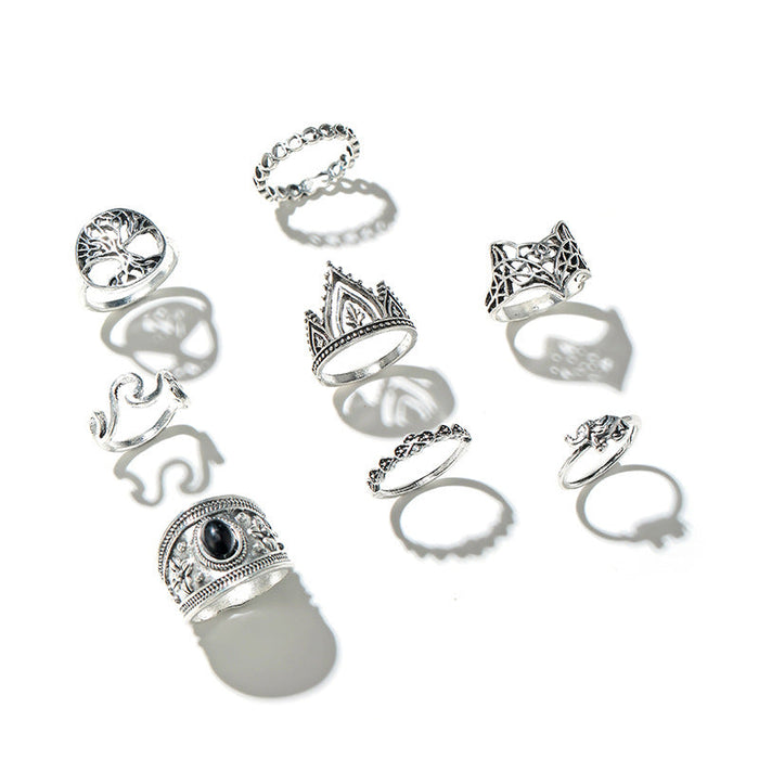 Wholesale alloy gemstone inlaid ring eight-piece set JDC-RS-C320 Rings 咏歌 14834 Wholesale Jewelry JoyasDeChina Joyas De China