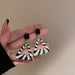 Wholesale alloy geometric black and white stripe Earrings JDC-ES-BY-013 Earrings 宝钰 triangle Wholesale Jewelry JoyasDeChina Joyas De China