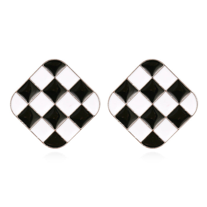 Wholesale alloy geometric enamel checkered Earrings JDC-ES-MY213 Earrings 曼茵 color Wholesale Jewelry JoyasDeChina Joyas De China