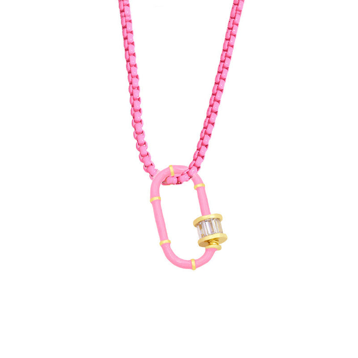 Wholesale alloy geometric necklace JDC-NE-AS382 NECKLACE 翱昇 pink Wholesale Jewelry JoyasDeChina Joyas De China