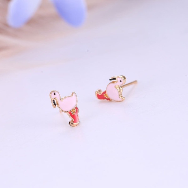 Wholesale Alloy girl series Flamingo earrings JDC-ES-A064 Earrings JoyasDeChina 01 picture color 3616 Wholesale Jewelry JoyasDeChina Joyas De China
