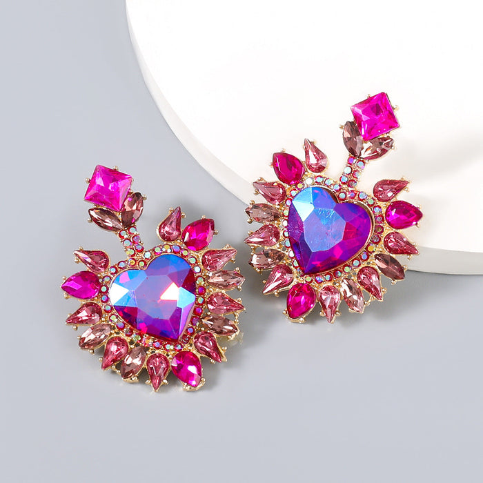 Wholesale Alloy Glass Diamond Color Earrings JDC-ES-JL671colored rhinestones Earrings ?鹄? rose red Wholesale Jewelry JoyasDeChina Joyas De China
