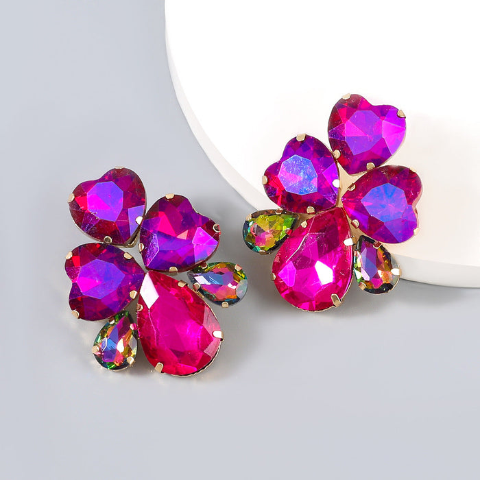 Wholesale Alloy Glass Diamond Earrings JDC-ES-JL672colored rhinestones Earrings ?鹄? rose red Wholesale Jewelry JoyasDeChina Joyas De China
