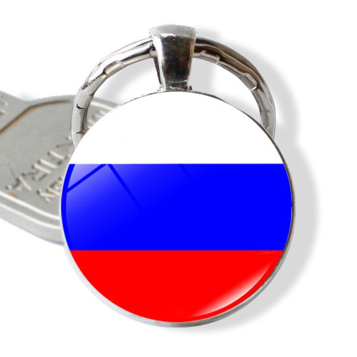 Wholesale Alloy Glass Patch National Flag Keychain JDC-KC-Hengx001 Keychains 横湘 PSXL001146-11 Russia Wholesale Jewelry JoyasDeChina Joyas De China