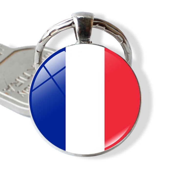 Wholesale Alloy Glass Patch National Flag Keychain JDC-KC-Hengx001 Keychains 横湘 PSXL001146-12 France Wholesale Jewelry JoyasDeChina Joyas De China