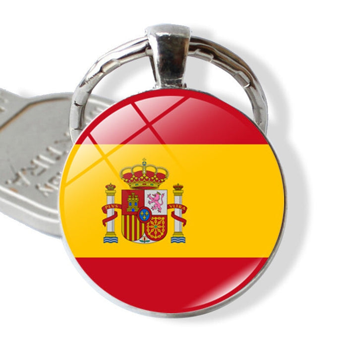 Wholesale Alloy Glass Patch National Flag Keychain JDC-KC-Hengx001 Keychains 横湘 PSXL001146-32 Spain Wholesale Jewelry JoyasDeChina Joyas De China