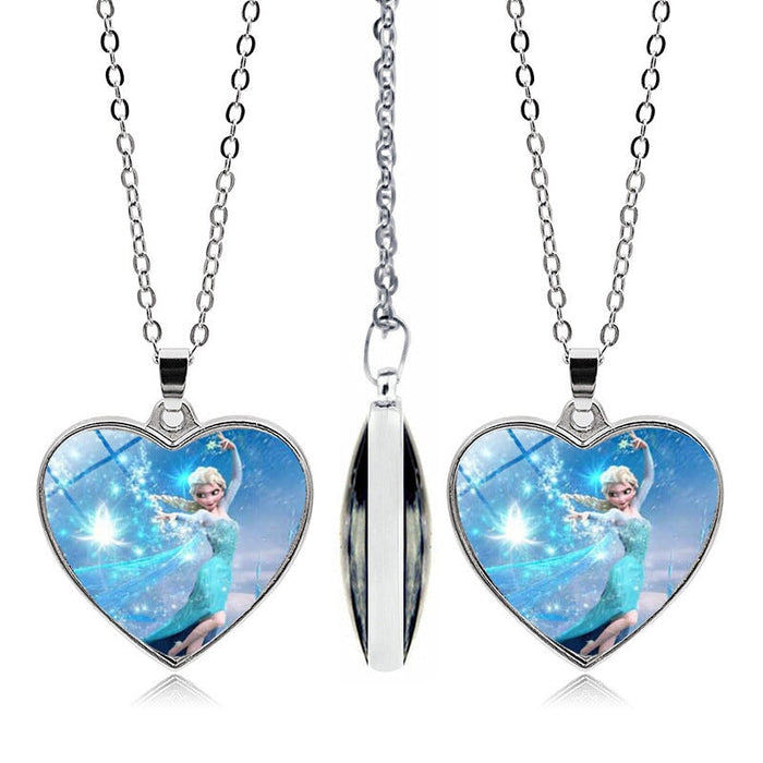 Wholesale Alloy Glass Piece Princess Time Gemstone Heart Necklace JDC-NE-Hengx003 Necklaces 横湘 Wholesale Jewelry JoyasDeChina Joyas De China