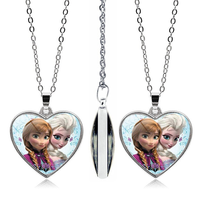 Wholesale Alloy Glass Piece Princess Time Gemstone Heart Necklace JDC-NE-Hengx003 Necklaces 横湘 Wholesale Jewelry JoyasDeChina Joyas De China