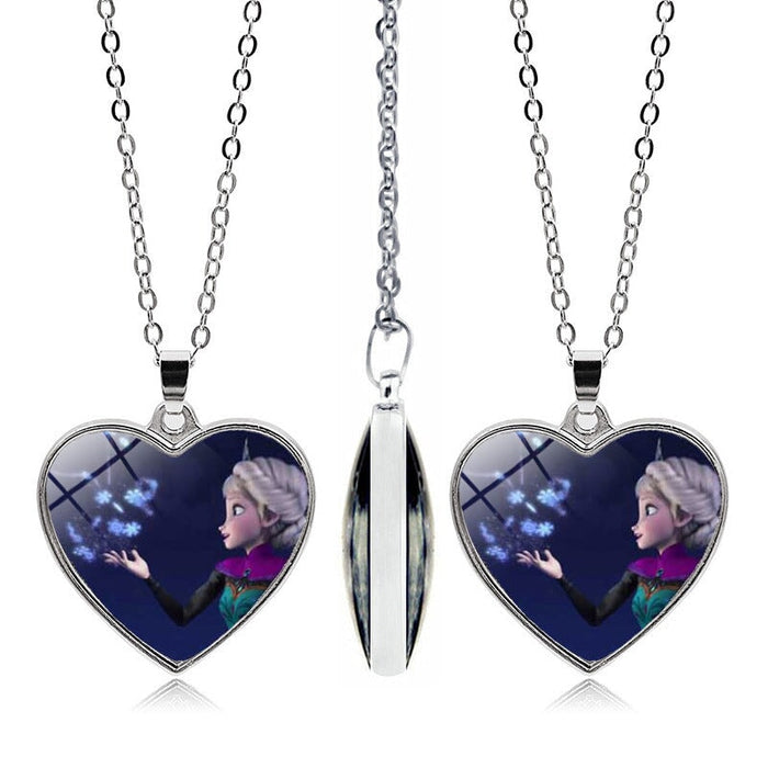 Wholesale Alloy Glass Piece Princess Time Gemstone Heart Necklace JDC-NE-Hengx003 Necklaces 横湘 PSXL001496-6 Wholesale Jewelry JoyasDeChina Joyas De China