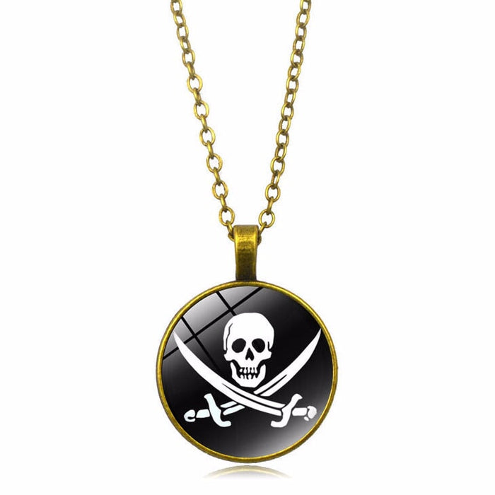 Wholesale Alloy Glass Piece Skull Time Gemstone Necklace JDC-NE-Hengx005 Necklaces 横湘 XTS0412-qingtong Wholesale Jewelry JoyasDeChina Joyas De China