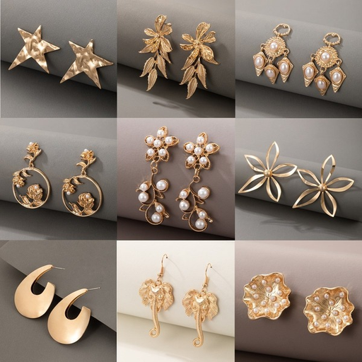 Bulk Jewelry Wholesale Alloy Gold Creative Popular Pearl Flower Animal Elephant Earrings JDC-ES-C114 Wholesale factory from China YIWU China