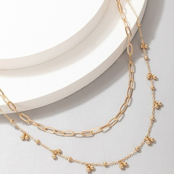 Wholesale alloy gold multi-layer tassel drop necklace JDC-NE-C217 NECKLACE 咏歌 Wholesale Jewelry JoyasDeChina Joyas De China