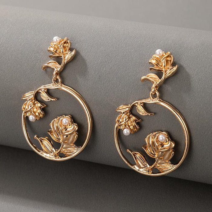 Wholesale Alloy Gold Personalized Rose Pearl Earrings JDC-ES-C125 earrings JoyasDeChina 18322 Wholesale Jewelry JoyasDeChina Joyas De China