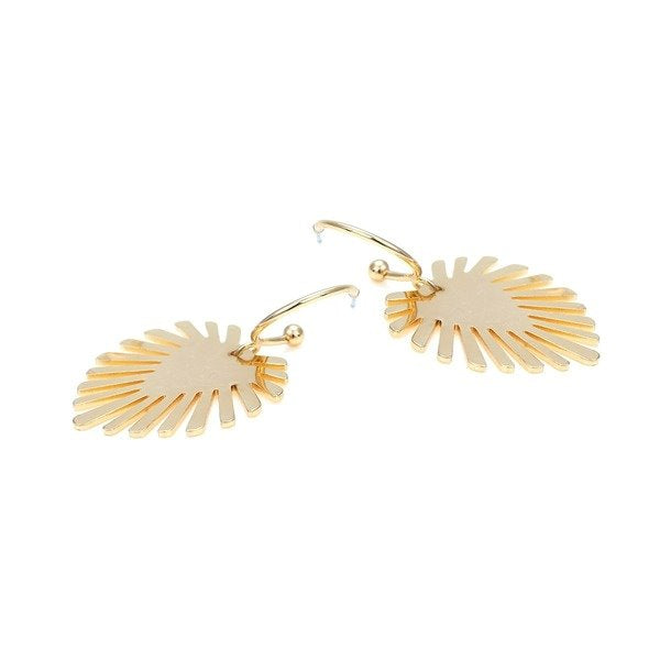 Wholesale alloy gold plated textured Leaf Earrings JDC-ES-MY224 Earrings 曼茵 Wholesale Jewelry JoyasDeChina Joyas De China