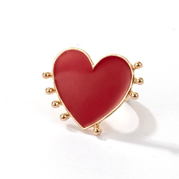 Bulk Jewelry Wholesale Alloy Gold Red Opening Drop Oil Heart Ring JDC-RS-C151 Wholesale factory from China YIWU China