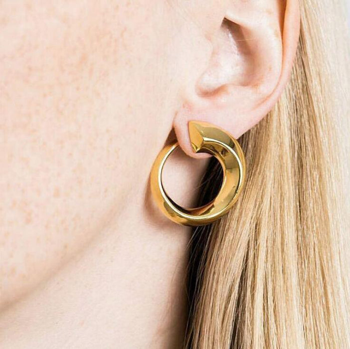 Wholesale Alloy Gold Semicircle Geometric Irregular Round Earrings JDC-ES-C143 earrings JoyasDeChina gold Wholesale Jewelry JoyasDeChina Joyas De China