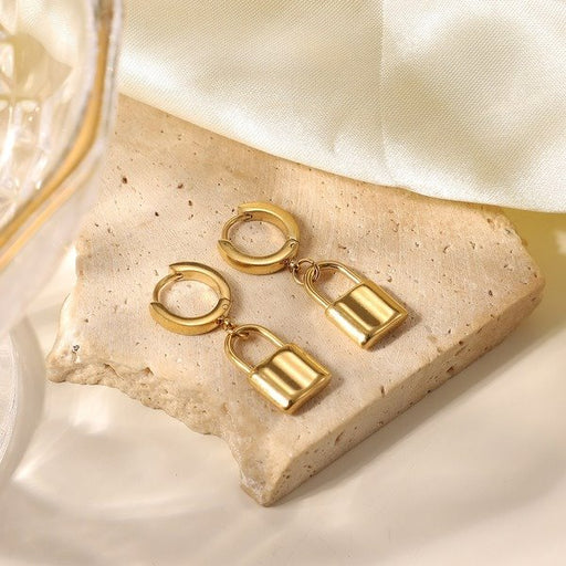 Wholesale alloy gold solid lock earrings JDC-ES-JD328 Earrings 杰鼎 Wholesale Jewelry JoyasDeChina Joyas De China
