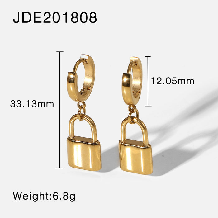 Wholesale alloy gold solid lock earrings JDC-ES-JD328 Earrings 杰鼎 JDE201808 Wholesale Jewelry JoyasDeChina Joyas De China