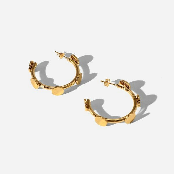 Wholesale alloy golden disc C-shaped earrings JDC-ES-JD329 Earrings 杰鼎 Wholesale Jewelry JoyasDeChina Joyas De China