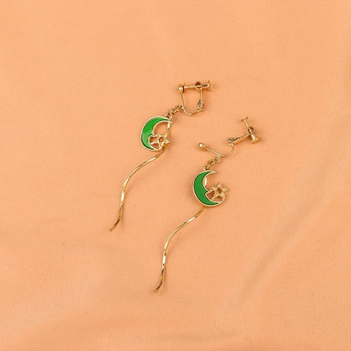 Wholesale alloy green moon earrings JDC-ES-LSY043 Earrings JoyasDeChina Wholesale Jewelry JoyasDeChina Joyas De China