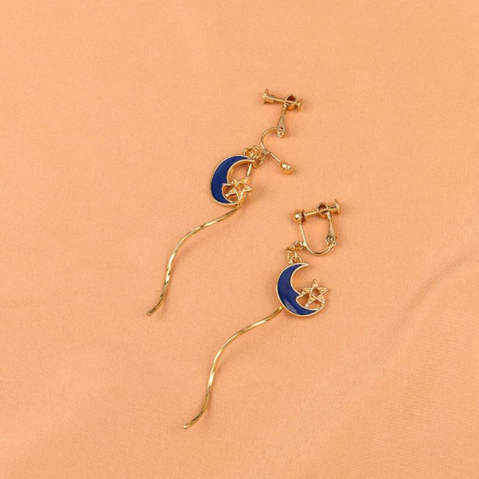 Wholesale alloy green moon earrings JDC-ES-LSY043 Earrings JoyasDeChina blue ear clips Wholesale Jewelry JoyasDeChina Joyas De China