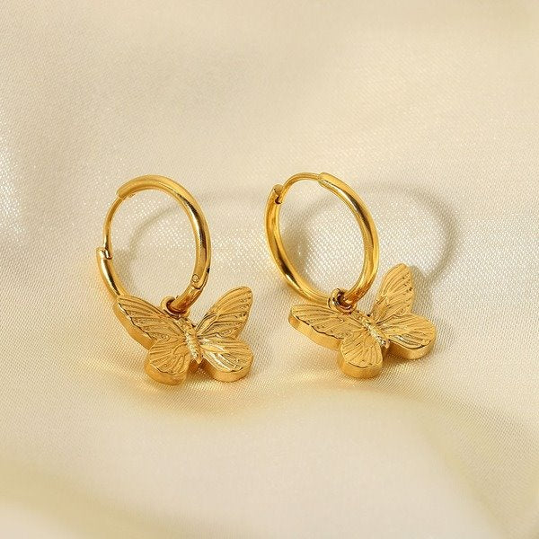 Wholesale alloy hanging butterfly stainless steel earrings JDC-ES-JD324 Earrings 杰鼎 Wholesale Jewelry JoyasDeChina Joyas De China