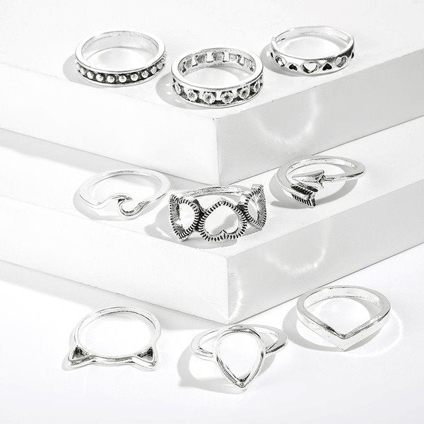 Wholesale Alloy Heart Arrow Ring 9 Piece Set JDC-RS-C317 Rings 咏歌 Wholesale Jewelry JoyasDeChina Joyas De China