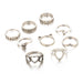 Wholesale Alloy Heart Arrow Ring 9 Piece Set JDC-RS-C317 Rings 咏歌 9079 Wholesale Jewelry JoyasDeChina Joyas De China