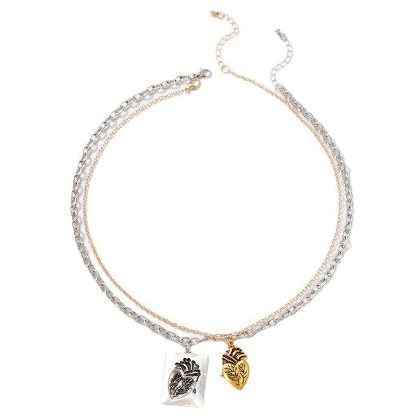 Wholesale alloy heart couple necklace JDC-NE-C182 NECKLACE 咏歌 Wholesale Jewelry JoyasDeChina Joyas De China