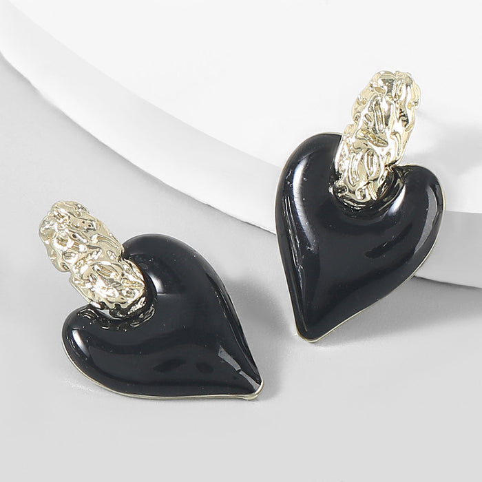 Wholesale alloy heart earrings JDC-ES-JL774 Earrings 氿乐 black Wholesale Jewelry JoyasDeChina Joyas De China