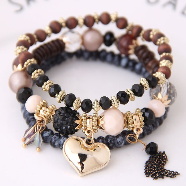 Bulk Jewelry Wholesale alloy heart fringe beads love bracelet JDC-BT-wy006 Wholesale factory from China YIWU China