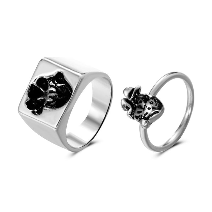 Wholesale alloy heart rings set for couples JDC-RS-D061 Rings JoyasDeChina 02 Ancient silver Wholesale Jewelry JoyasDeChina Joyas De China