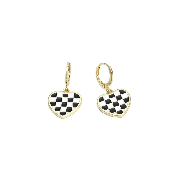 Wholesale alloy heart-shaped black and white lattice Earrings JDC-ES-MY119 JoyasDeChina Wholesale Jewelry JoyasDeChina Joyas De China