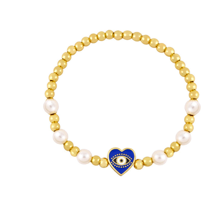 Wholesale Alloy Heart Shaped Demon Eye Bracelet JDC-BT-AS107 Bracelet 翱昇 deep blue Wholesale Jewelry JoyasDeChina Joyas De China