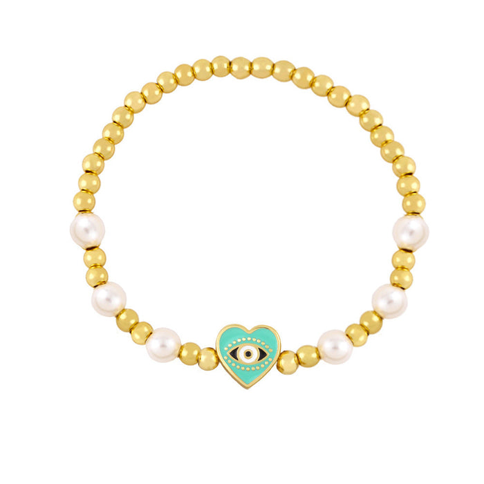 Wholesale Alloy Heart Shaped Demon Eye Bracelet JDC-BT-AS107 Bracelet 翱昇 green Wholesale Jewelry JoyasDeChina Joyas De China