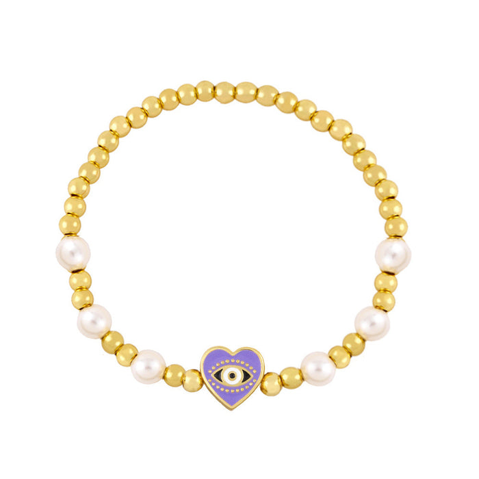 Wholesale Alloy Heart Shaped Demon Eye Bracelet JDC-BT-AS107 Bracelet 翱昇 light purple Wholesale Jewelry JoyasDeChina Joyas De China