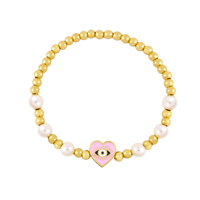 Wholesale Alloy Heart Shaped Demon Eye Bracelet JDC-BT-AS107 Bracelet 翱昇 pink Wholesale Jewelry JoyasDeChina Joyas De China