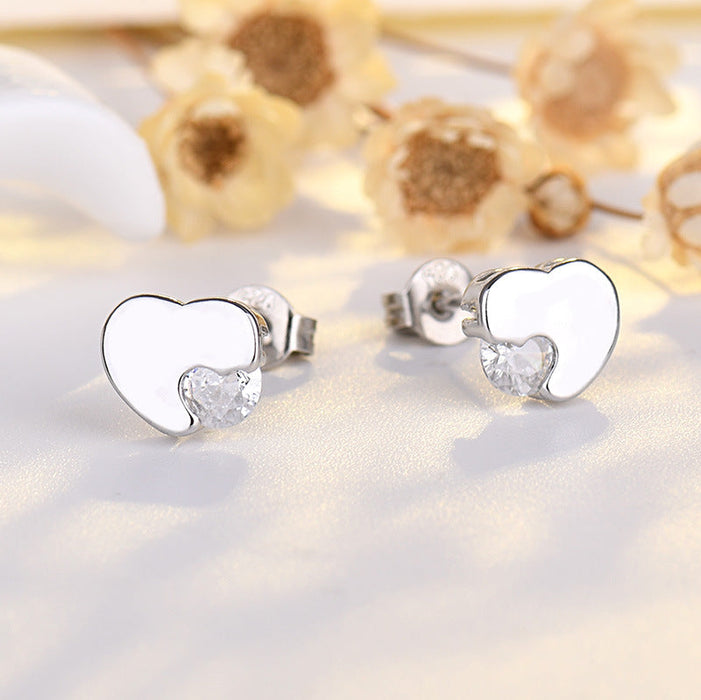 Wholesale alloy heart-shaped earrings JDC-ES-QLX054 Earrings 巧兰轩 silver Wholesale Jewelry JoyasDeChina Joyas De China