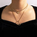 Wholesale alloy heart-shaped hollow double-layer necklace JDC-NE-C187 NECKLACE 咏歌 17696 Wholesale Jewelry JoyasDeChina Joyas De China